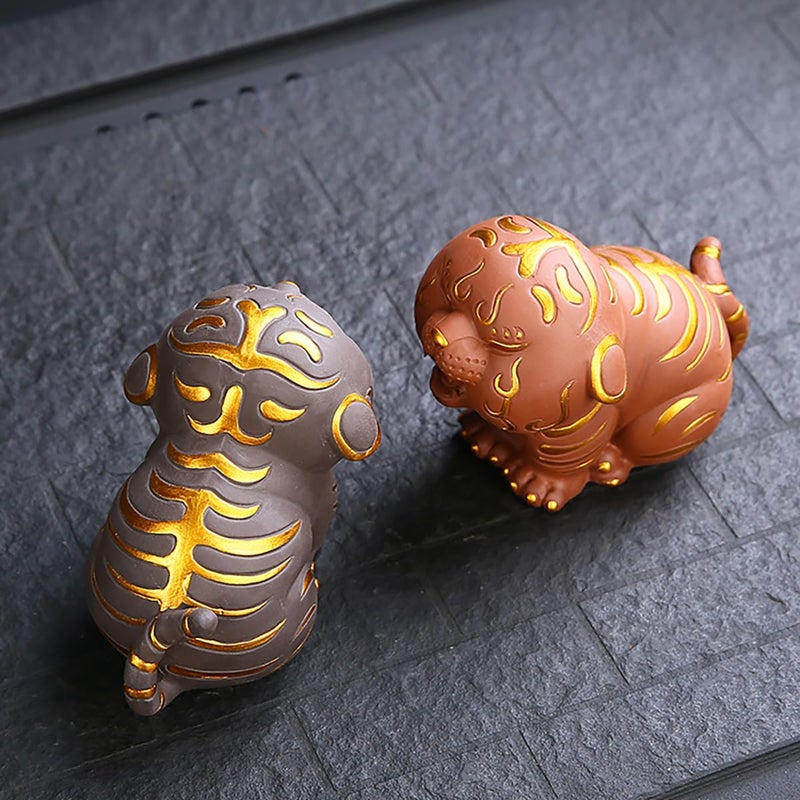 Hoobar Zisha Kung Fu Tea Pet - Cute Tiger Ceramic Decoration Ornament for Tea Fans - Image 2